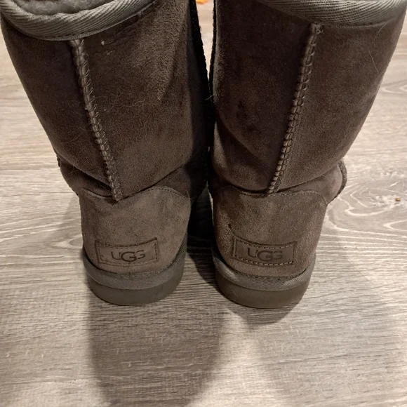 UGG Gray Sheepskin Suede Women's Boots - Picture 6 of 10